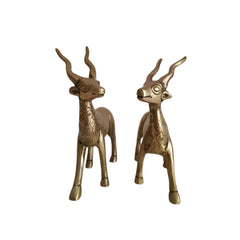 Handcrafted Brass Deer Pair Statues | Elegant Antelope Figurines for Home Decor Brass Ware