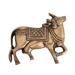 Sacred Golden Brass Nandi Bull Wall Hanging / Decor Idol