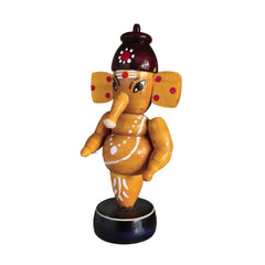 Handcrafted Wooden Ganesha Idol - Traditional Indian Home Decor Etikoppaka Lacquerware