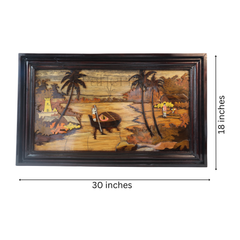 Tropical Boat Scene with Palm Trees – Serene Wall Hanging Decor