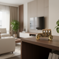 Brass Car Figurine | Handcrafted Antique Model Car Collectible Decor