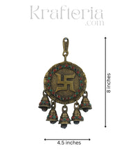 Brass Swastik Wall Plaque with Beautiful Stone Inlay