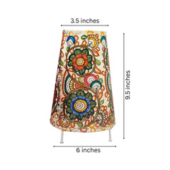 Handcrafted Leather Puppetry Radiant Floral - Cone Lamp Shade | Bed Lamp Leather Paintings