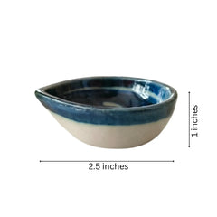 Hand-Painted Traditional Blue Pottery Diya | Oil Lamp For Pooja Room Pottery