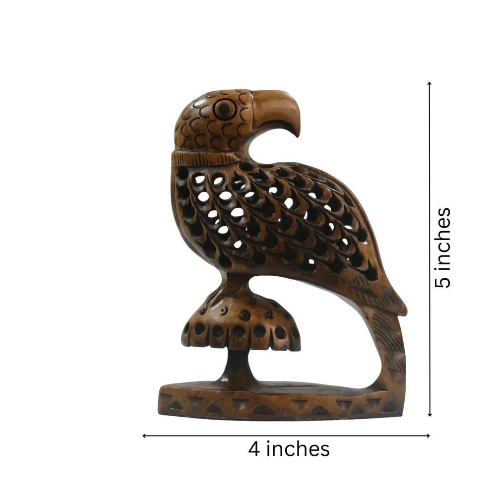 Hand-Carved Wooden Parrot Jali – Intricate Traditional Artwork Wooden Decorative