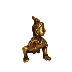 Brass Baby Krishna Crawling Idol (Laddu Gopal) Brass Artwork