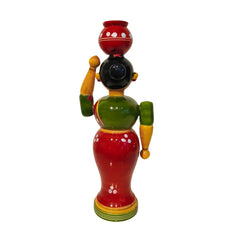 Hand-Painted Etikoppaka 'Golla Bhama' Figurine - Lacquered Wood Craft Etikoppaka Lacquerware