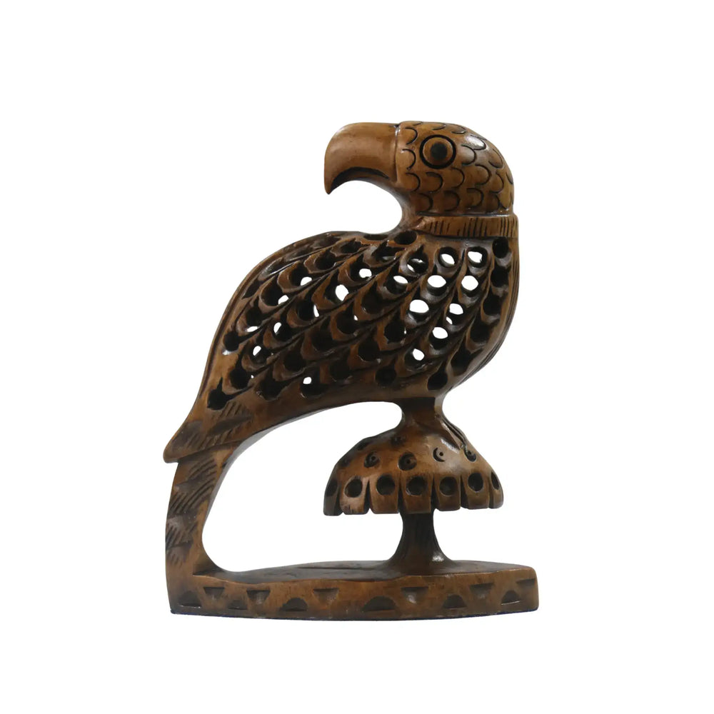 Hand-Carved Wooden Parrot Jali – Intricate Traditional Artwork Wooden Decorative