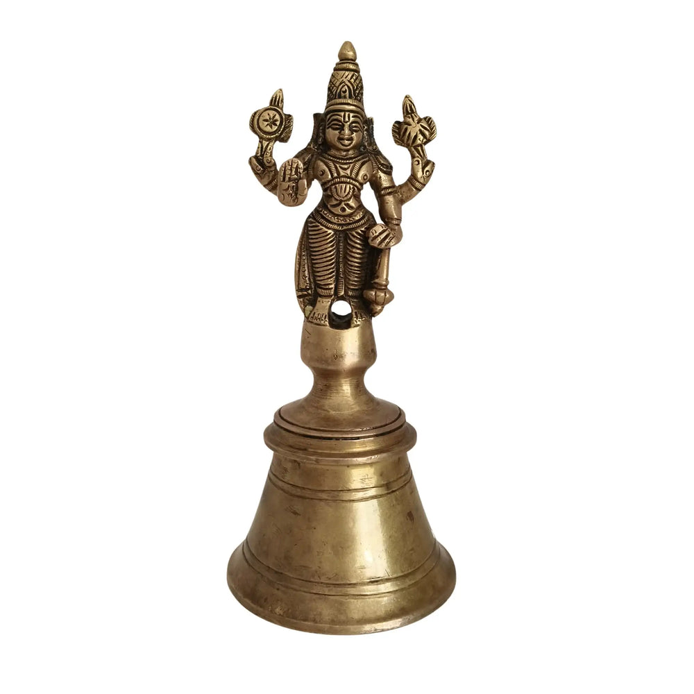 Auspicious Brass Vishnu Puja Bell (Ghanti) – Preserver of the Universe for Ritual Purity and Sound Brass Ware
