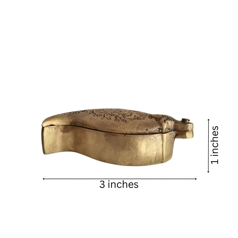 Brass Mango (Paisley) Shaped Decorative Box - Engraved Storage Brass Ware