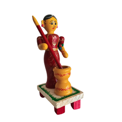 The Village Pounding Woman Etikoppaka Wooden Craft Etikoppaka Lacquerware