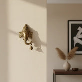 Auspicious Brass Ganesha Head Wall Hanging with Bell - Remover of Obstacles Brass Ware