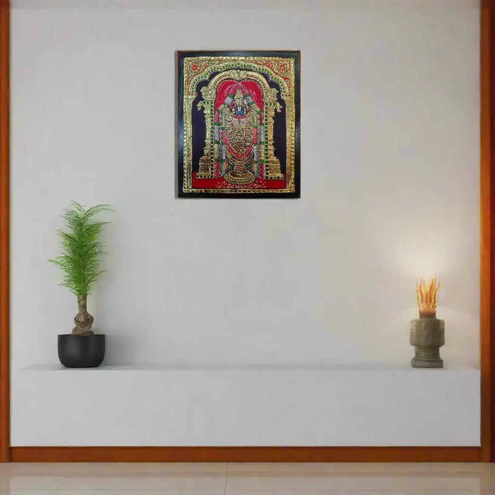 Glorious Venkateshwara Swamy – Thanjavur Heritage Painting Thanjavur Painting