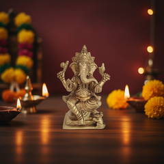 Divine Brass Lord Ganesha Idol – Symbol of Wisdom, Prosperity, and Auspicious Beginnings