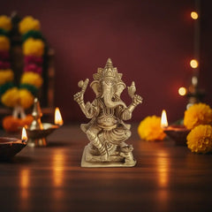 Divine Brass Lord Ganesha Idol – Symbol of Wisdom, Prosperity, and Auspicious Beginnings Brass Ware