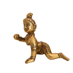 Brass Baby Krishna Crawling Idol (Laddu Gopal) Brass Artwork