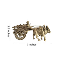 Brass Bullock Cart Figurine with Covered Canopy | Traditional Home Decor Showpiece Brass Ware