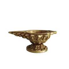 Intricately Carved Brass Base Diya Brass Ware