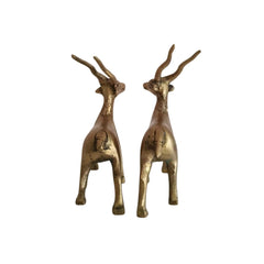 Handcrafted Brass Deer Pair Statues | Elegant Antelope Figurines for Home Decor Brass Ware