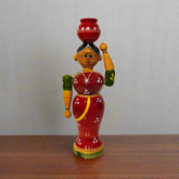 Hand-Painted Etikoppaka 'Golla Bhama' Figurine - Lacquered Wood Craft