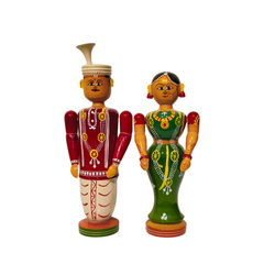 Sacred Union – Etikoppaka Wooden Bride and Groom in Traditional Attire
