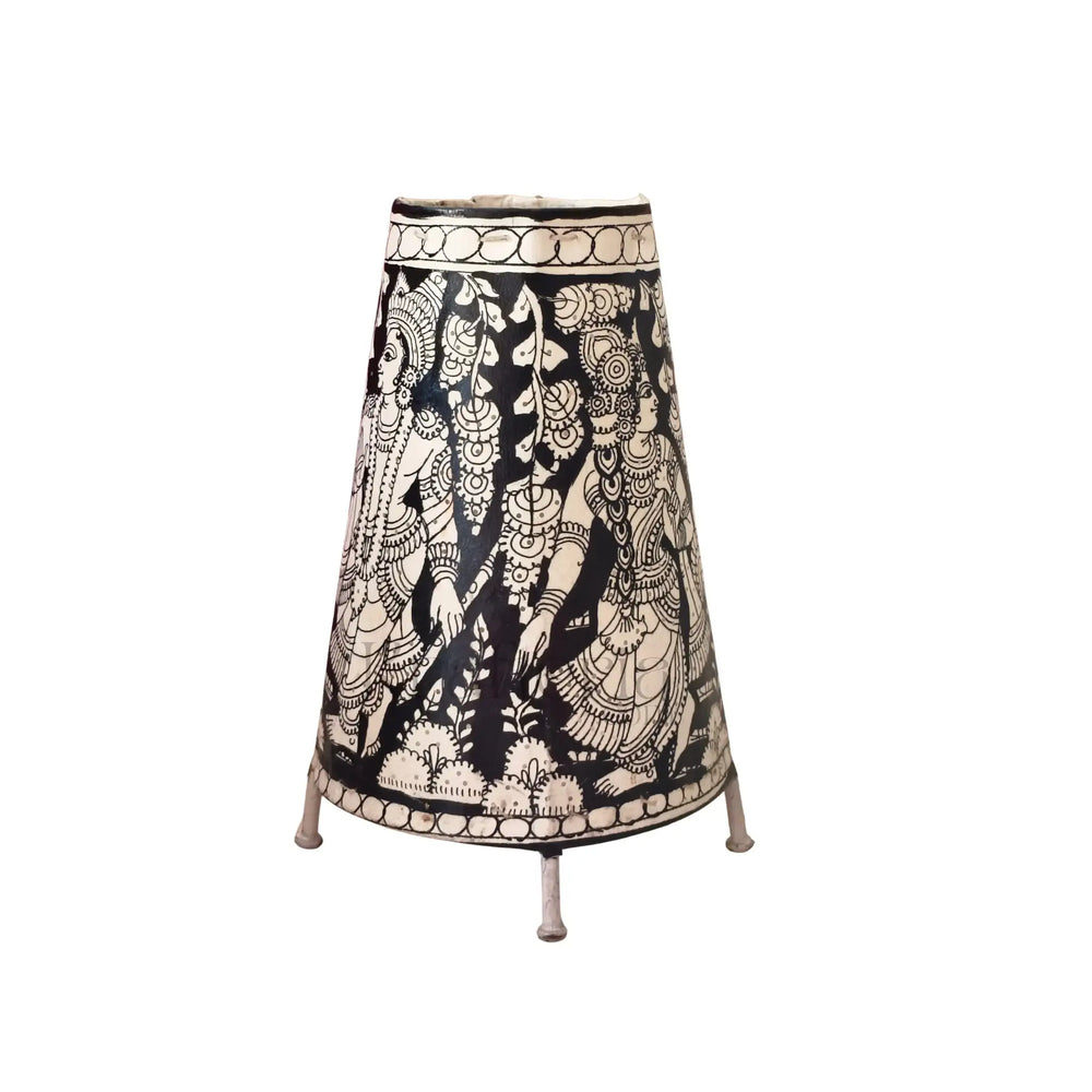 Handcrafted Kalamkari Leather Puppetry Cone Lamp Shade | Bed Lamp Leather Paintings