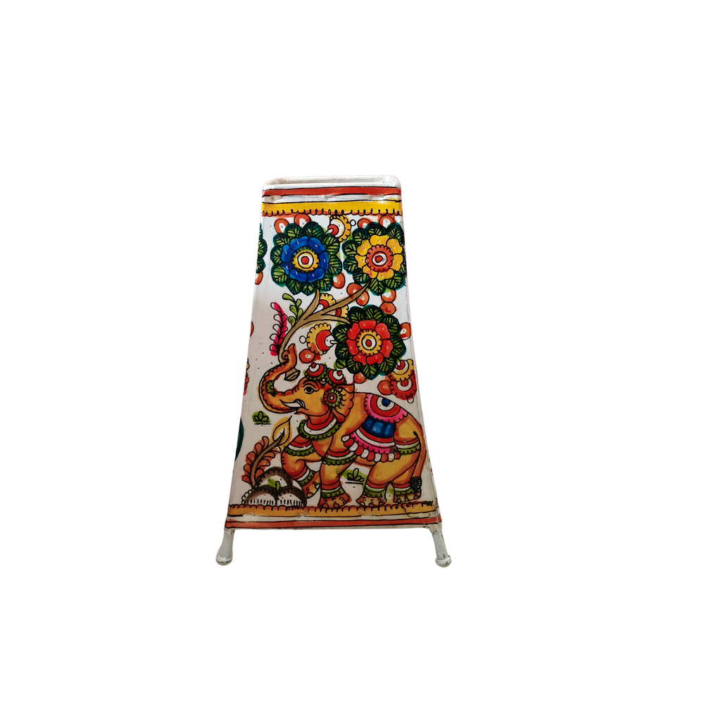 Regal Elephant Blossom – Leather Puppetry Artwork | Bed Lamp Leather Paintings