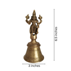 Auspicious Brass Vishnu Puja Bell (Ghanti) – Preserver of the Universe for Ritual Purity and Sound Brass Ware