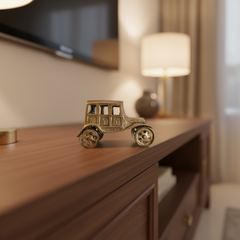 Brass Car Figurine | Handcrafted Antique Model Car Collectible Decor