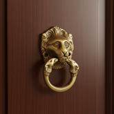 Majestic Brass Lion Head Door Knocker - Vintage Style Pull Handle