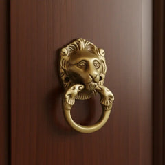 Majestic Brass Lion Head Door Knocker - Vintage Style Pull Handle Brass Ware
