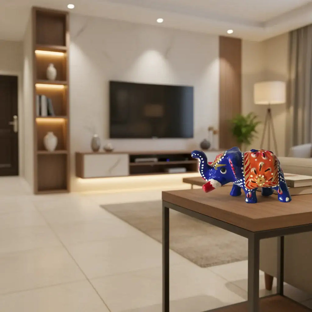 Elegant Hand-Painted Wooden Miniature Elephant Wood Decorative