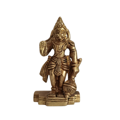 Miniature Brass Hanuman Idol Symbol of Strength, Devotion, and Protection