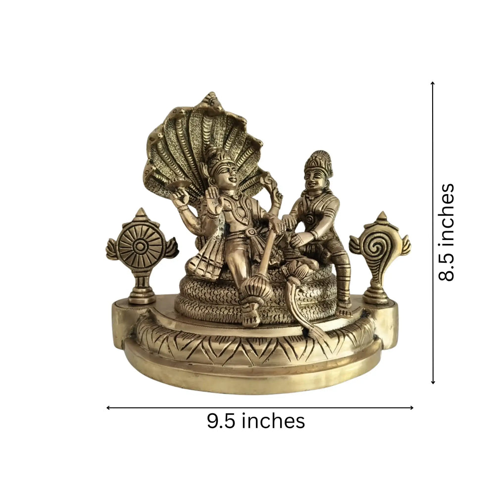 Brass Lord Vishnu and Lakshmi on Sheshnag Idol Brass Ware