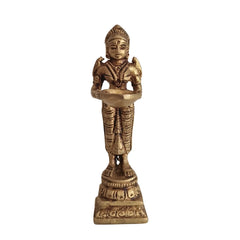 Traditional Golden Brass Deepa Lakshmi Idol / Oil Lamp Statue Brass Ware