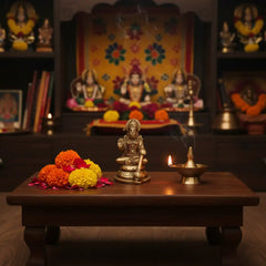 Brass Seated Lord Hanuman Idol – Gada-Bearer in Abhaya Mudra for Protection and Courage Brass Ware