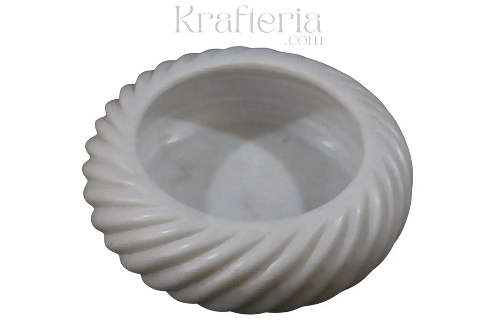 Marble Wave-Edge Urli Bowl – Traditional Floating Flower Bowl Marble Soft Stone