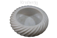 Marble Wave-Edge Urli Bowl – Traditional Floating Flower Bowl Marble Soft Stone