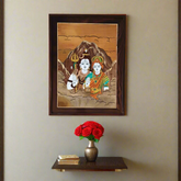 Shiva Parvati on Mount Kailash – Rosewood Inlay Artwork