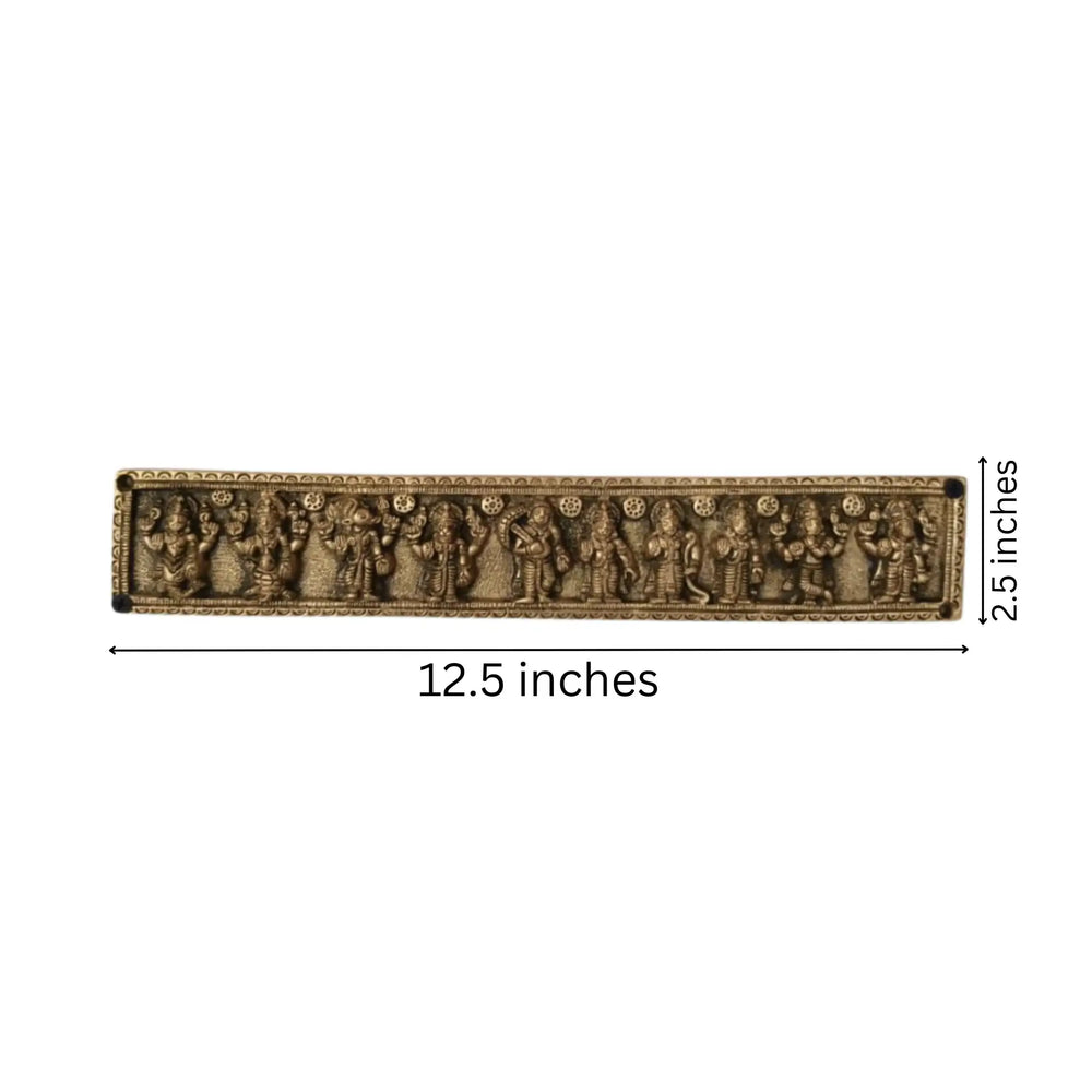 Brass Dashavatara Wall Hanging - Ten Avatars of Lord Vishnu Art Brass Ware
