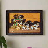 Traditional Wooden Inlay Artwork – Kurukshetra Chariot Scene