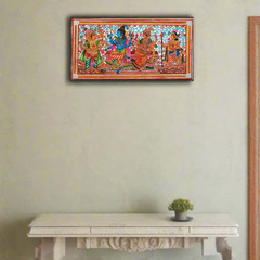 The Divine Family - Shiva, Parvati, Ganesha, and Kartikeya Leather Paintings
