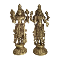 Divine Brass Vishnu Lakshmi Idols Set – Traditional South Indian Handcrafted Art Brass Ware