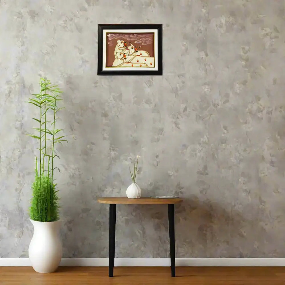 Divine Cows of Vrindavan – Pichwai Miniature Painting Paintings