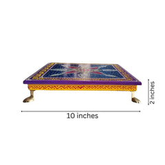 Hand-Painted Wooden Stool For Pooja (Chowki) with Traditional Design Wood Decorative