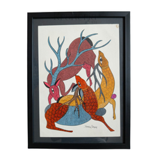 Gond Deer Trio - Hand Painted Folk Art