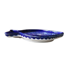 Deep Blue Pottery Fish Wall Decor | Hand-Painted Quartz Art Pottery