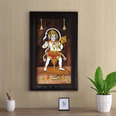 Rosewood Inlay Panel – Lord Hanuman with Gada
