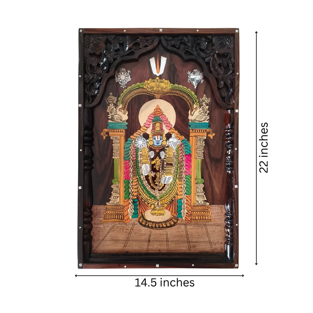 Divine Glory of Lord Venkateswara – Wooden Inlay Art Inlay Art