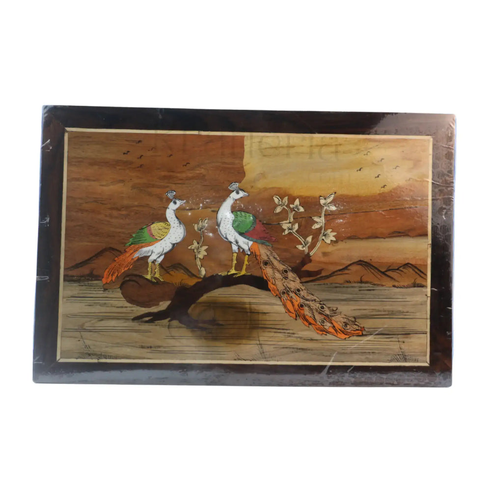 Rosewood Inlay Artwork – Graceful Peacock Motif Handmade Frame Arun